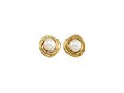 Akoya Freshwater Cultured Pearl Love Knot Earrings in 14K Yellow Gold