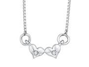 Diamond Accent Double Heart Pendant with Chain in 14K White Gold
