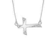 Diamond Cross Pendant with Chain in 10K White Gold 1 20 cttw