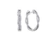 Diamond Hoop Earrings in 10K White Gold 1 10 cttw