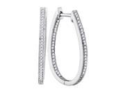 Diamond Hoop Earrings in 10K White Gold 1 3 cttw