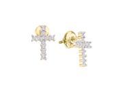 Diamond Cross Earrings in 10K White Gold 1 10 cttw