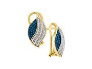 Blue and White Diamond Fashion Earrings in 10K Yellow Gold 1 2 cttw