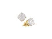 Round and Princess cut Diamond Fashion Earrings in 14K Yellow Gold 1 4 cttw