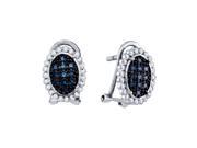 Blue and White Diamond Fashion Earrings in 10K White Gold 1 3 cttw