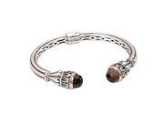 18K Yellow Gold and Sterling Silver Smoky Quartz Cuff Bracelet