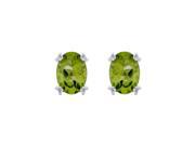 Sterling Silver Prong Set 7 x 5 MM Natural Peridot Earring Studs