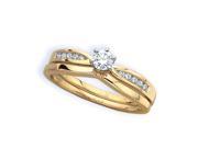 Diamond Engagement Ring and a Plain Matching Band in 14K Yellow Gold 1 3 cttw Size 9