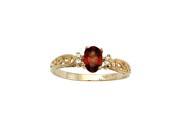 14K Yellow Gold 1 20 ct. Diamond and 6 x 4 MM Oval Shaped Garnet Ring