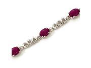 14K White Gold Diamond Accent and 5 ct. Ruby Bracelet