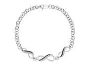 Two Row Black and White Diamond Infinity Bracelet in Sterling Silver 1 6 cttw