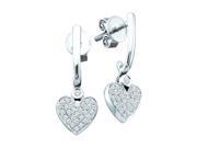 Diamond Heart Dangle Earrings in 10K White Gold 1 4 cttw