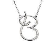 14K White Gold 1 8 ct. Diamond Initial B Necklace