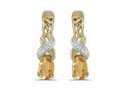 14K Yellow Gold Diamond Accent and 5 x 3 MM Oval Shaped Citrine Earrings
