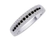 Black and White Diamond Ring in 10K White Gold 1 2 cttw