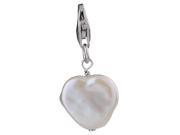 Sterling Silver White Fresh Water Cultured Pearl Heart Charm