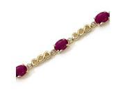 14K Yellow Gold Diamond Accent and 5 ct. Ruby Bracelet