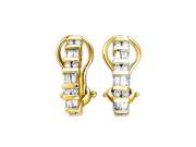 14K Yellow Gold 1 2 ct. Round and Baguette Cut Diamond Earrings
