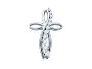 Diamond Cross Pendant with Chain in 10K White Gold 1 4 cttw