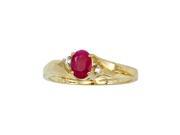14K Yellow Gold Diamond Accent and 6 x 4 MM Oval Shaped Ruby Ring