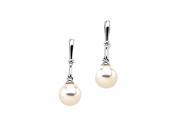 14K White Gold 1 20 ct. Diamond and Fresh Water Cultured Pearl Earrings