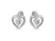 Diamond Accent and 3 MM White Topaz Heart Earrings in 14K White Gold