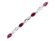 14K White Gold Diamond Accent and 3 ct. Ruby Bracelet