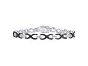 Black and White Diamond Link Bracelet in Sterling Silver 3 8 cttw