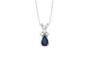 14K White Gold 1 20 ct. Diamond and 3 8 ct. Teardrop Shaped Sapphire Pendant with Chain