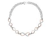 Heart Shaped Infinity Diamond Tennis Bracelet in Two Tone Sterling Silver 1 10 cttw
