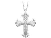 Sterling Silver 1 5 ct. Diamond Laser Engraved Cross Pendant with Chain