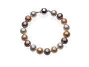 Sterling Silver Freshwater Dyed Multi Color Cultured Pearl Bracelet 7.75