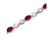 14K White Gold Diamond Accent and 5 ct. Ruby Bracelet