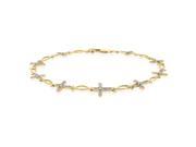 Diamond Cross Bracelet in 10K Yellow Gold 1 10 cttw