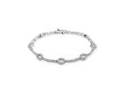 Round and Baguette Diamond Fashion Bracelet in 14K White Gold 2 1 3 cttw