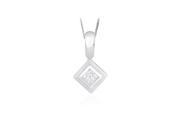 Princess Cut Diamond Pendant with Chain in 14K White Gold 1 10 cttw