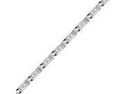 Round and Baguette Cut Diamond Fashion Bracelet in 10K White Gold 2 cttw