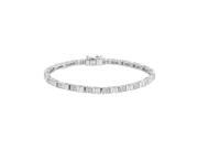Round and Baguette Cut Diamond Tennis Bracelet in 14K White Gold 2 cttw