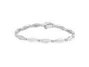 Round and Baguette Cut Diamond Fashion Bracelet in 10K White Gold 1 cttw