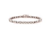 Round and Baguette Cut Diamond Tennis Bracelet in 14K White Gold 3 cttw