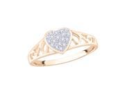 Diamond Fashion Heart Ring in 10K Pink Gold 1 8 cttw Size 3