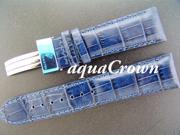 New Aqua Master double pin leather Blue band 24mm