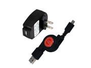 LG Optimus S Retractable Synch Charge USB Travel Kit Retractable USB Cable AC Adapter