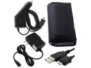 Fosmon Horizontal Leather Pouch Rapid Car Charger Home Wall Charger USB Data Charge Sync Cable for Motorola Atrix 4G MB860 HTC Evo 4G