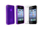 Fosmon TPU Protective Skin Case Screen Protector for iPhone 4 4S Fits All Carriers Purple