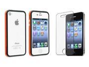Fosmon 2 Tone Bumper Case Screen Protector for Apple iPhone 4 4S Orange Black