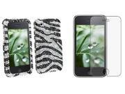 Fosmon Zebra Diamond Clip on Case Screen Protector Compatible With Apple iPhone 3G iPhone 3GS