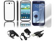 Fosmon PC TPU Hybrid Case Rapid Car Charger Home Wall Charger USB Data Charge Sync Cable Screen Protector for Samsung Galaxy S3 S III