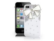 Fosmon 3D Bling Crystal Design Case for iPhone 4 4S Clear with Black Rhinestone Bow