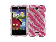 Fosmon Snap On Rhinestone Crystal Case for LG Lucid Cayman VS840 Lucid 4G Pink Zebra